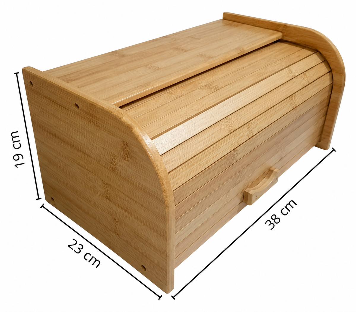 Caja Pan Panera Madera Bambu Con Tapa Enrollable Multiuso