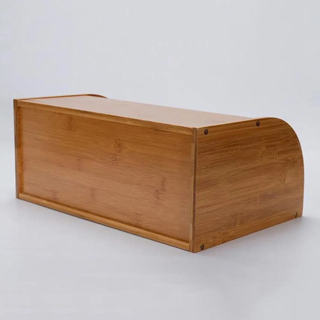 Caja Pan Panera Madera Bambu Con Tapa Enrollable Multiuso