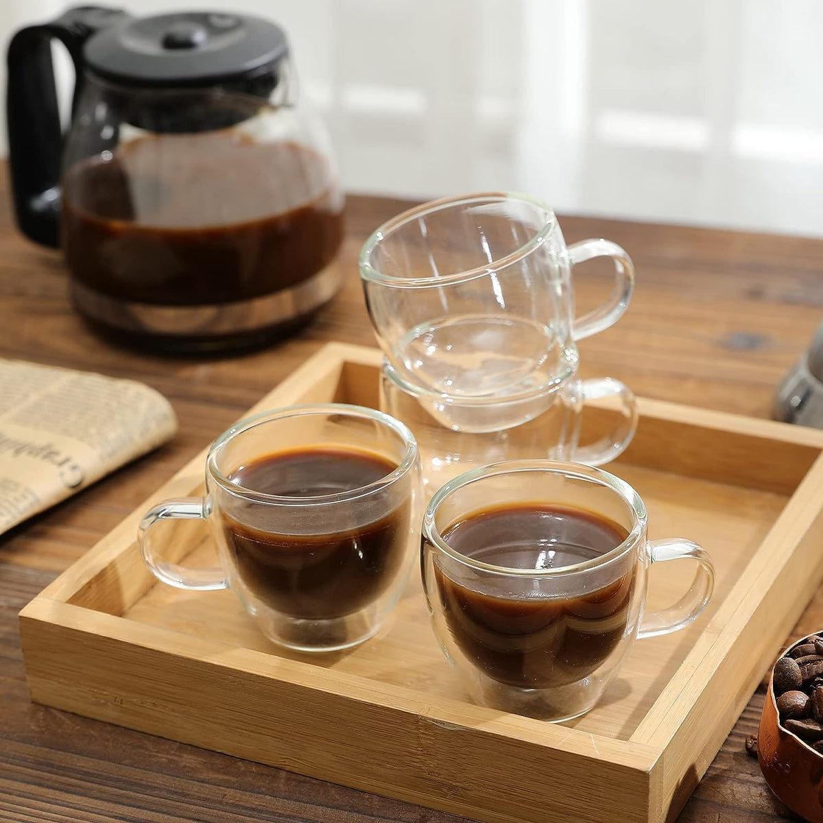 Set 6 Taza Cafe Espresso Frio Caliente Doble Vidrio 80ml