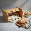 Caja Pan Panera Madera Bambu Con Tapa Enrollable Multiuso