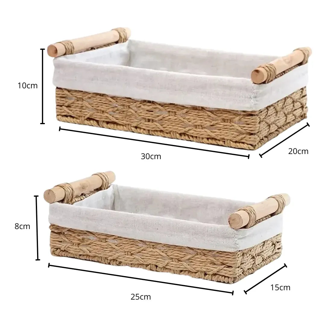 2 Canastas Tejida Con Manilla Organizadora Caja Decorativa