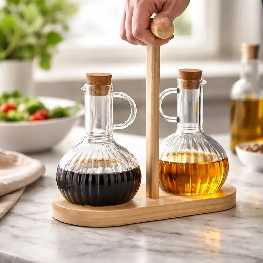 Set Alcuza Aceitera Vinagrero 300ml Mesa Dispensador Aceite