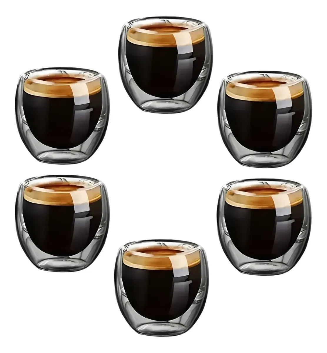 6 Vasos Tazas 80ml De Cafe Doble Vidrio Espresso Sin Asa