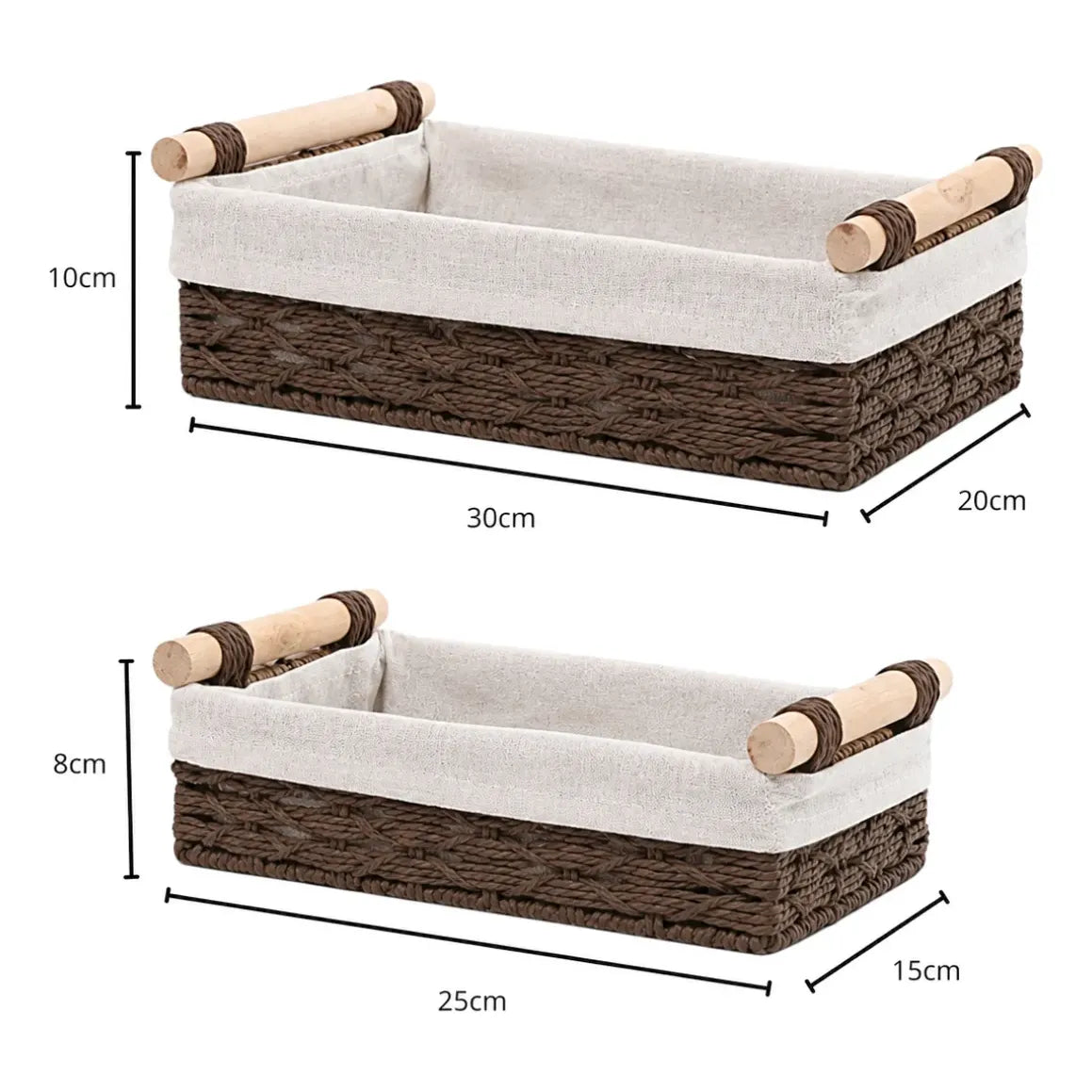 2 Canastas Tejida Con Manilla Organizadora Caja Decorativa