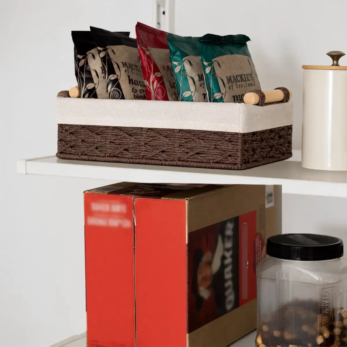 2 Canastas Tejida Con Manilla Organizadora Caja Decorativa