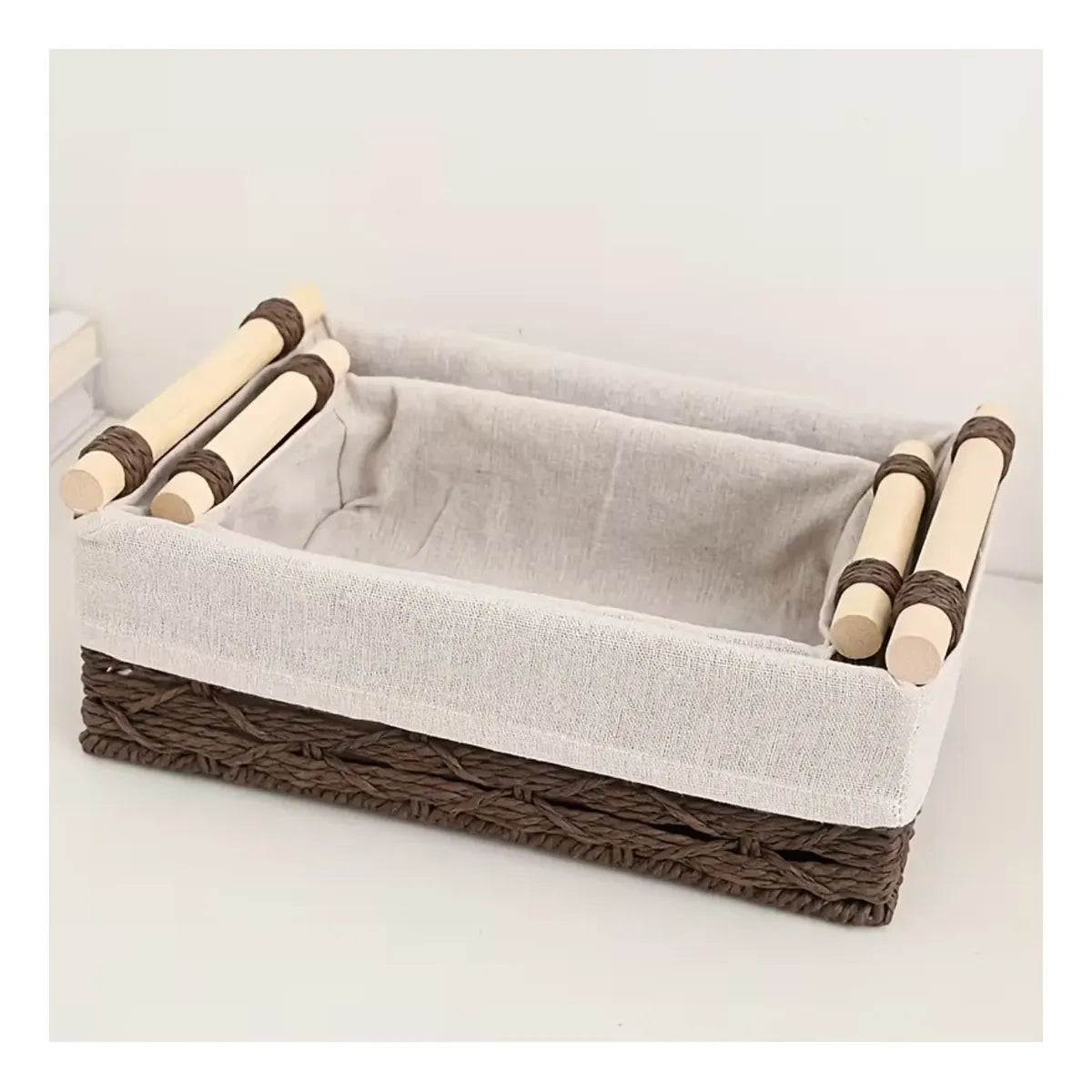 2 Canastas Tejida Con Manilla Organizadora Caja Decorativa