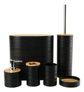 Set 6 Juego Accesorio Para Baño Bambu Decorativo Basurero
