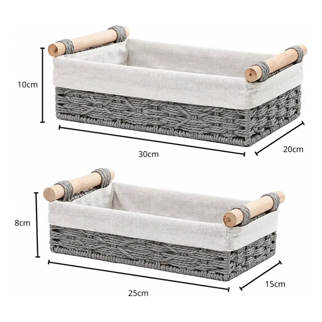 2 Canastas Tejida Con Manilla Organizadora Caja Decorativa