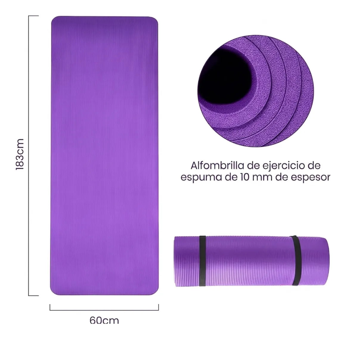 Colchoneta Mat Yoga Nbr Fitness Yoga Deporte 10mm Con Correa