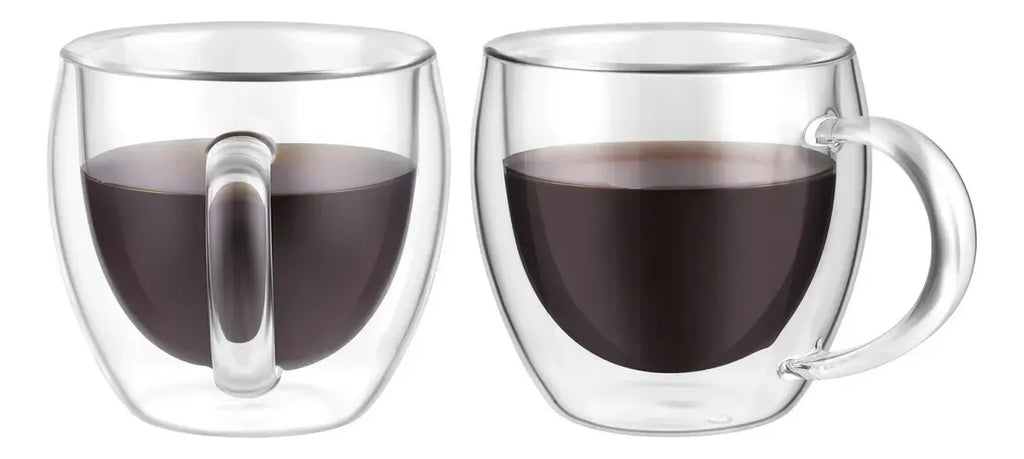 Set 4 Tazas Vidrio Doble 150ml Café Té Termico Transparente