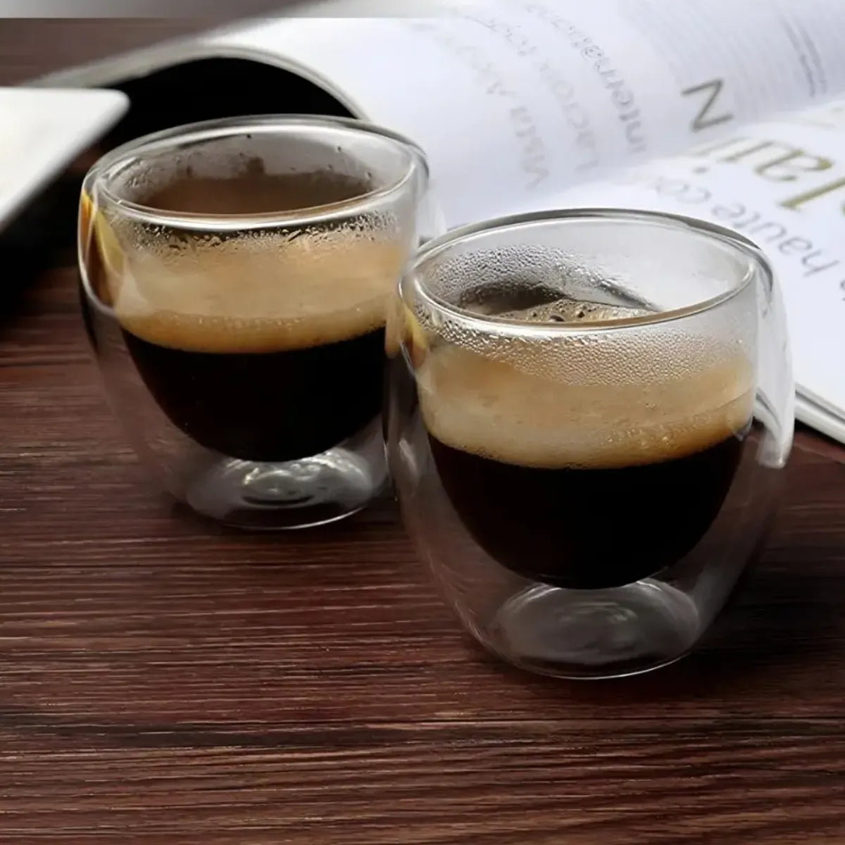 6 Vasos Tazas 80ml De Cafe Doble Vidrio Espresso Sin Asa