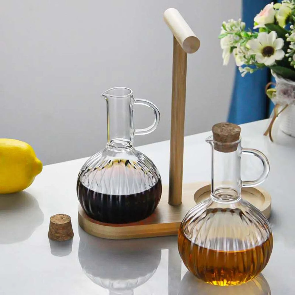 Set Alcuza Aceitera Vinagrero 300ml Mesa Dispensador Aceite