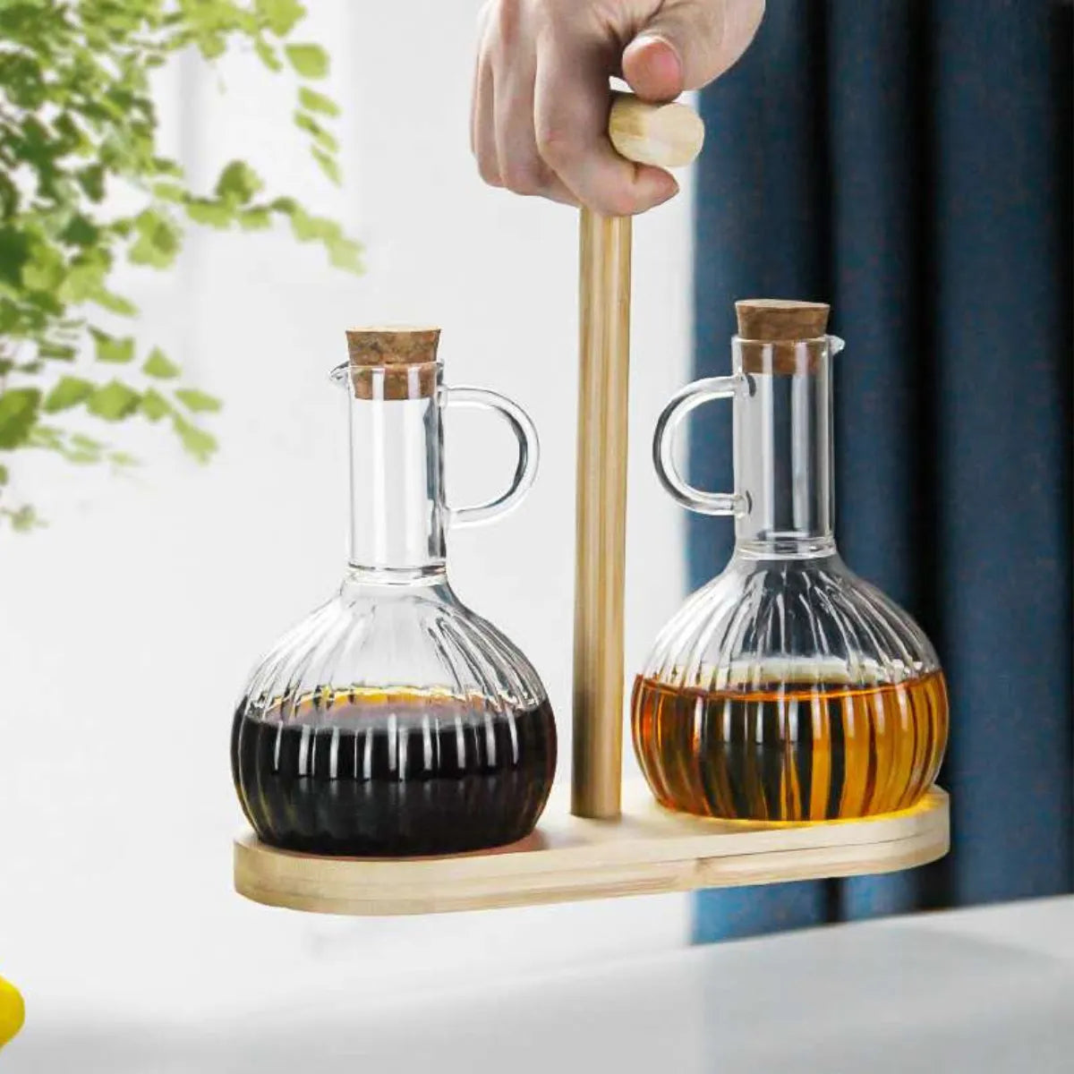 Set Alcuza Aceitera Vinagrero 300ml Mesa Dispensador Aceite
