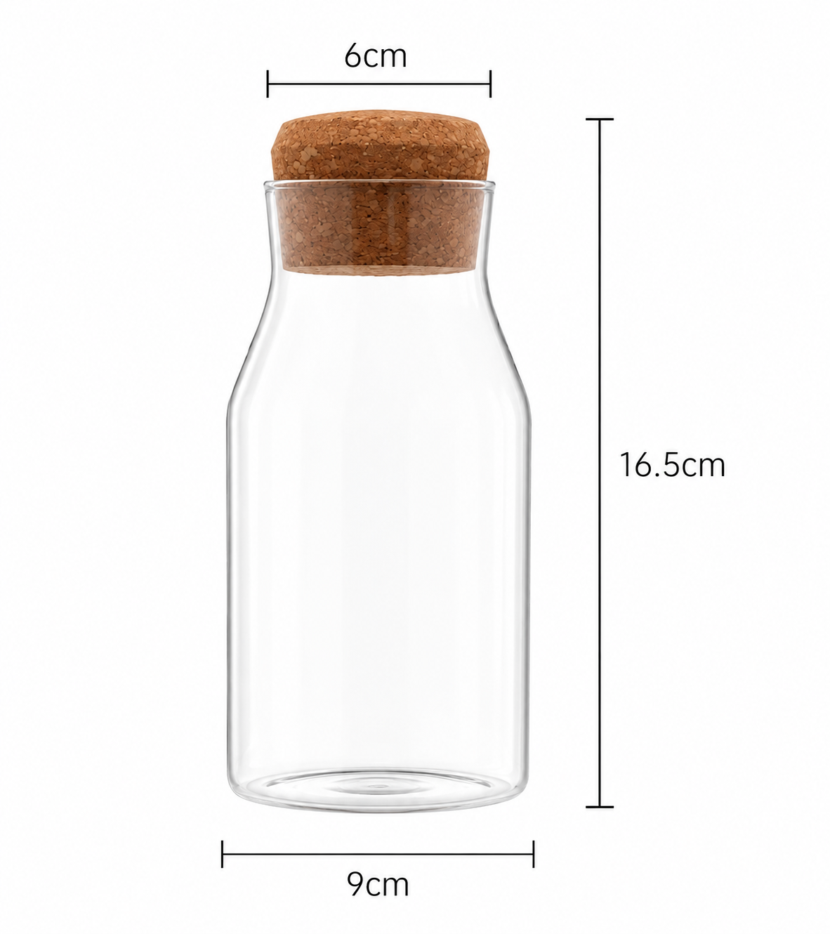 Set 4 Botella Frasco Contenedor Vidrio Con Tapa Corcho 600ml