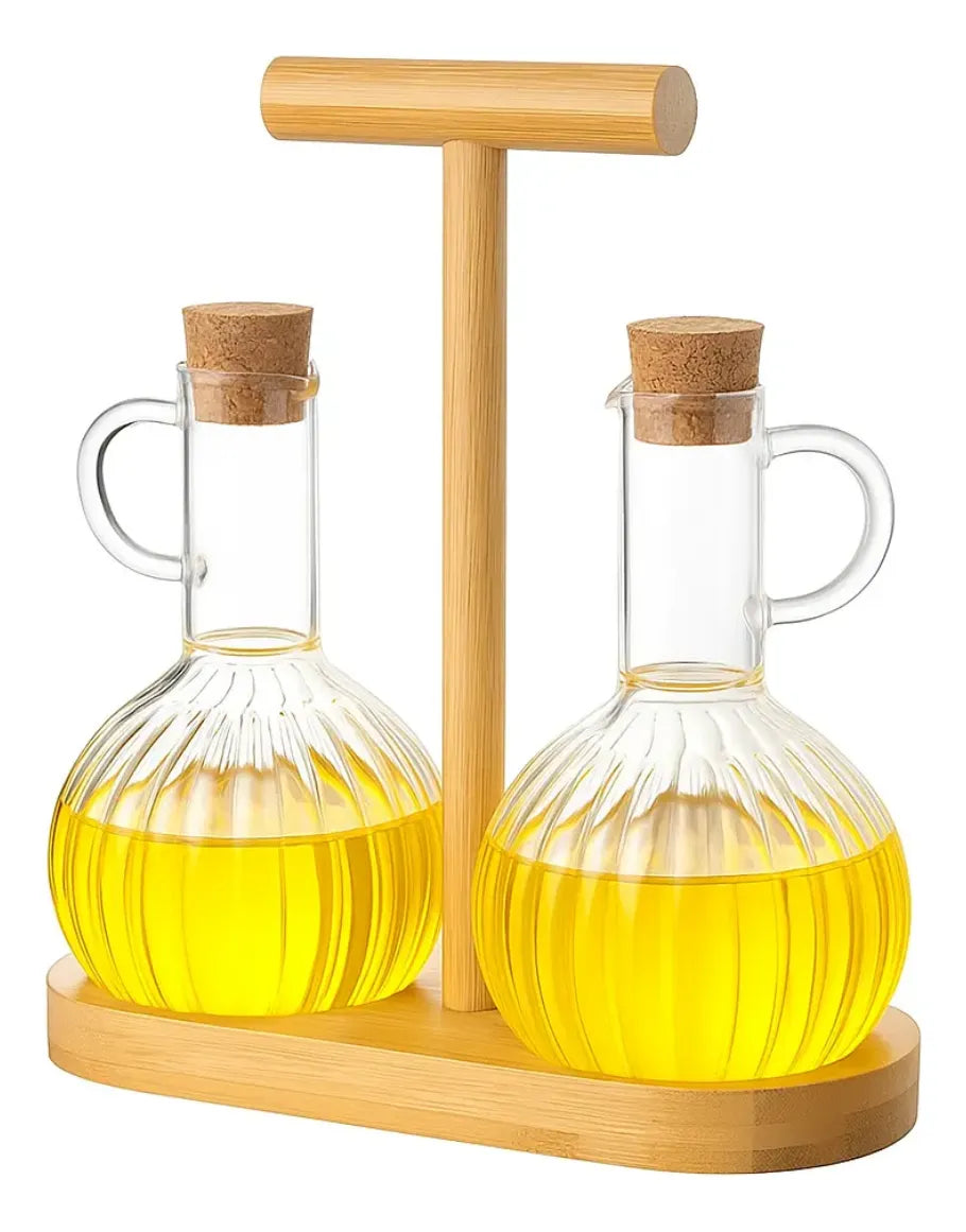 Set Alcuza Aceitera Vinagrero 300ml Mesa Dispensador Aceite