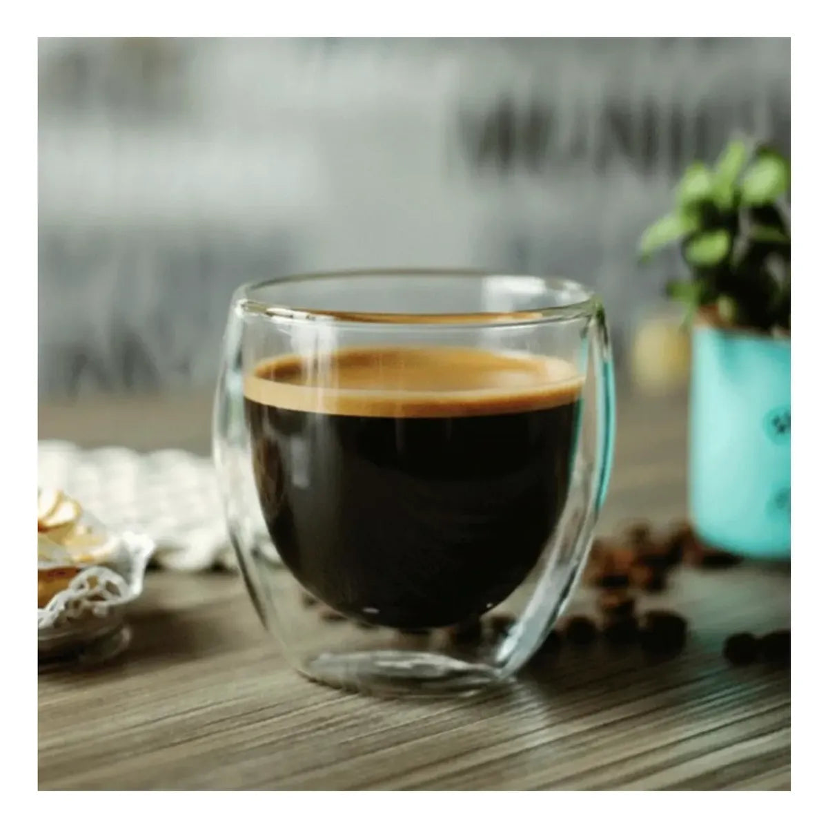 6 Vasos Tazas 80ml De Cafe Doble Vidrio Espresso Sin Asa