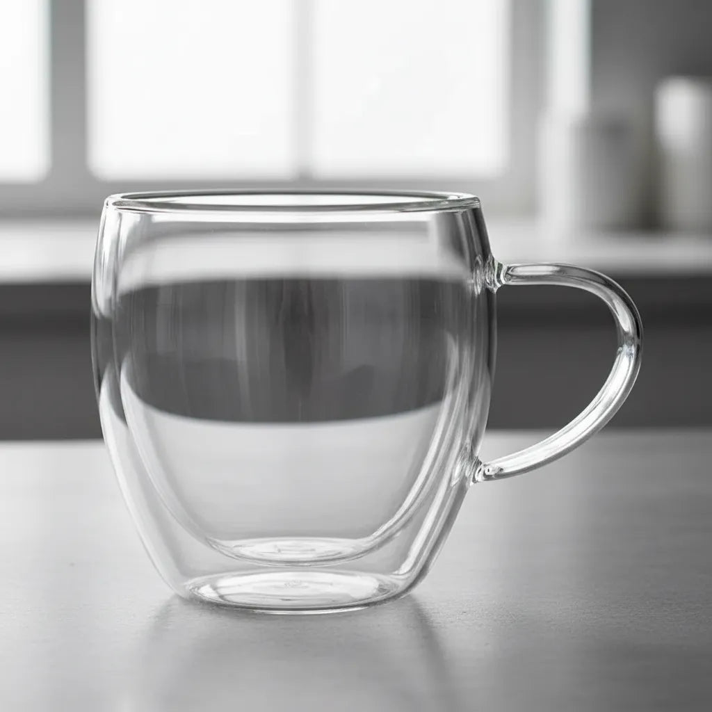Set 4 Tazas Doble Vidrio 250ml Termico Transparente