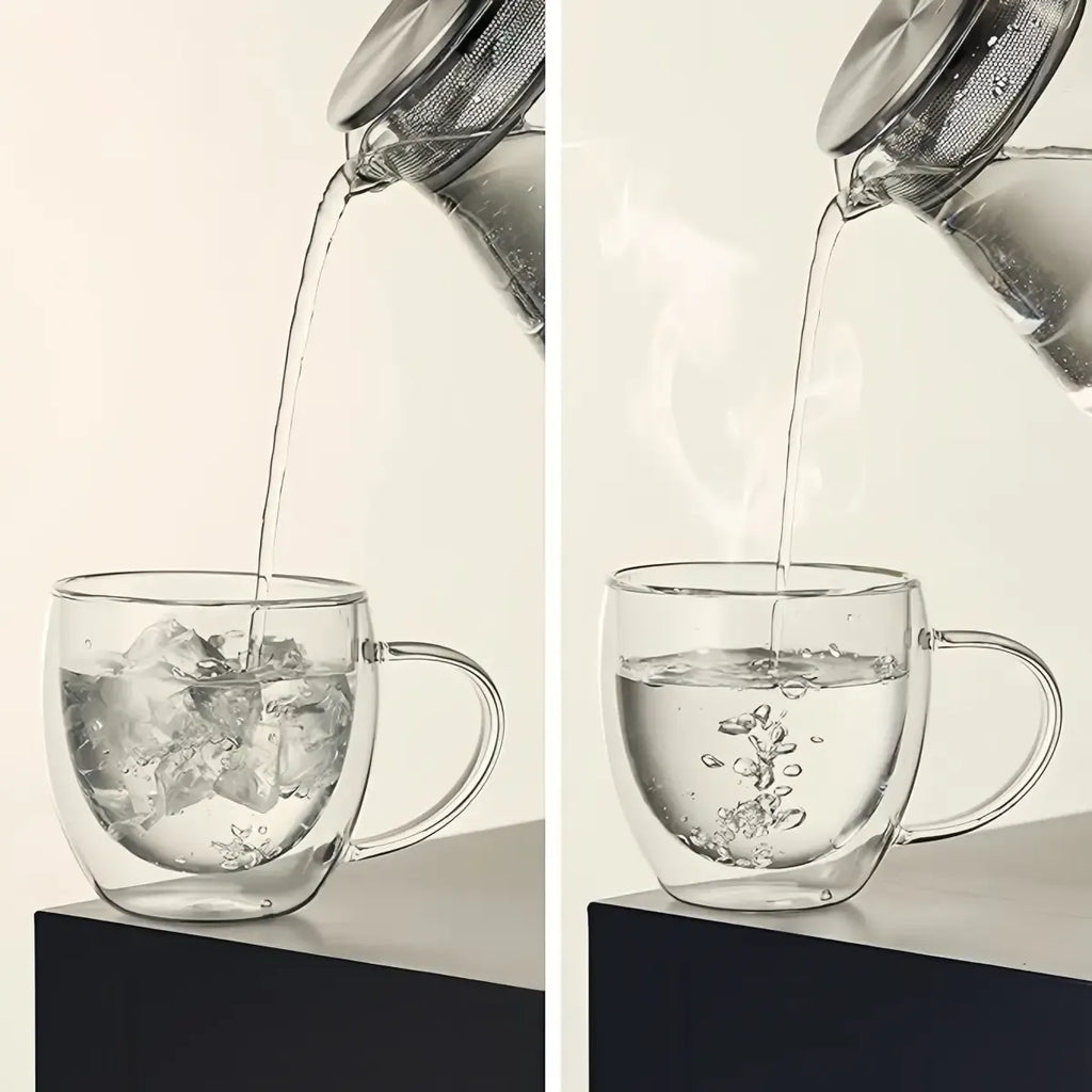 Set 4 Tazas Doble Vidrio 250ml Termico Transparente