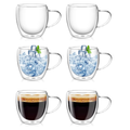 Set 6 Taza Cafe Espresso Frio Caliente Doble Vidrio 80ml
