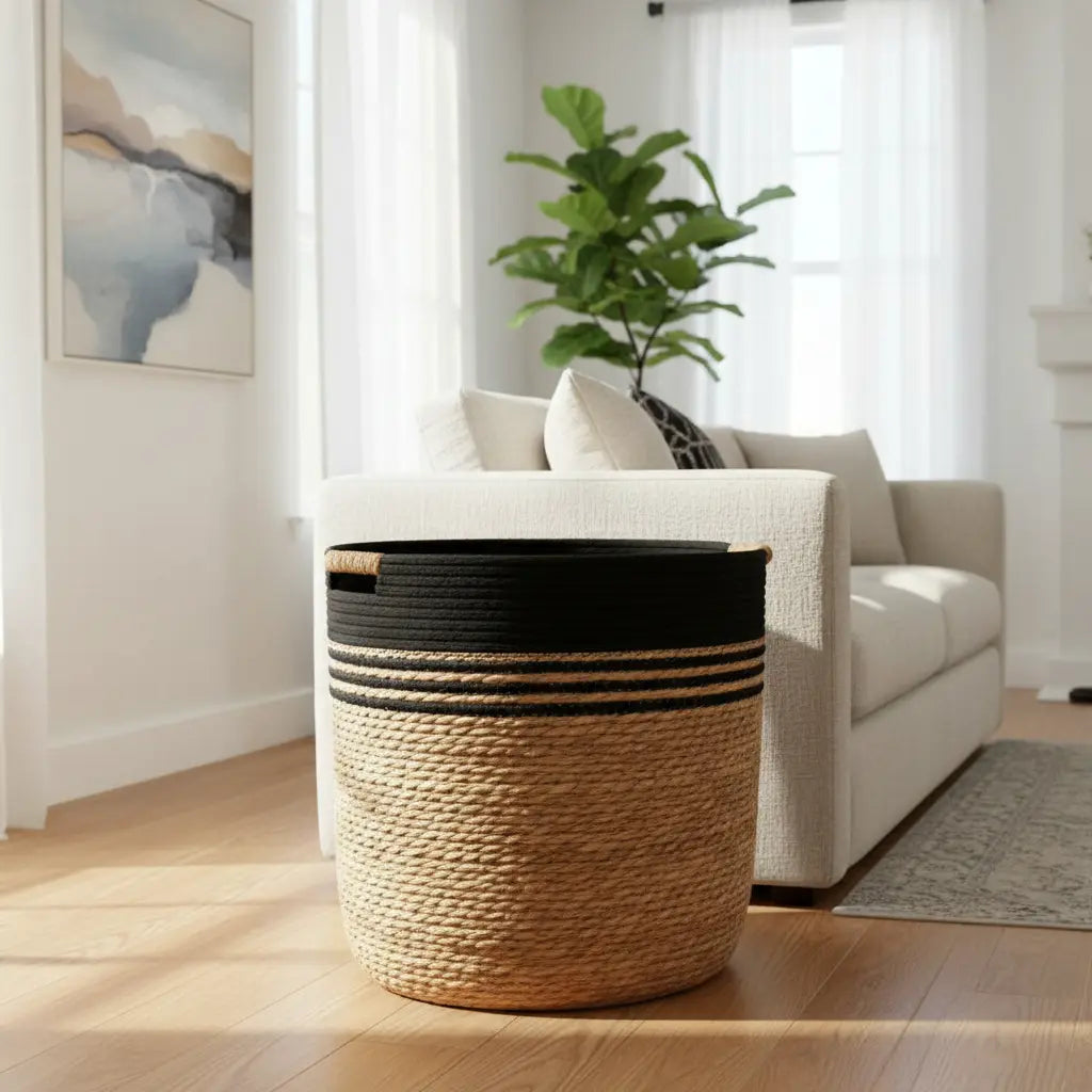 3 Set Canasto Cesta Yute Macetero Decorativo Planta Merlin
