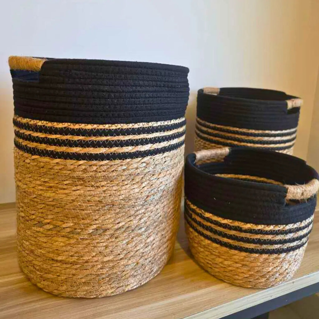 3 Set Canasto Cesta Yute Macetero Decorativo Planta Merlin