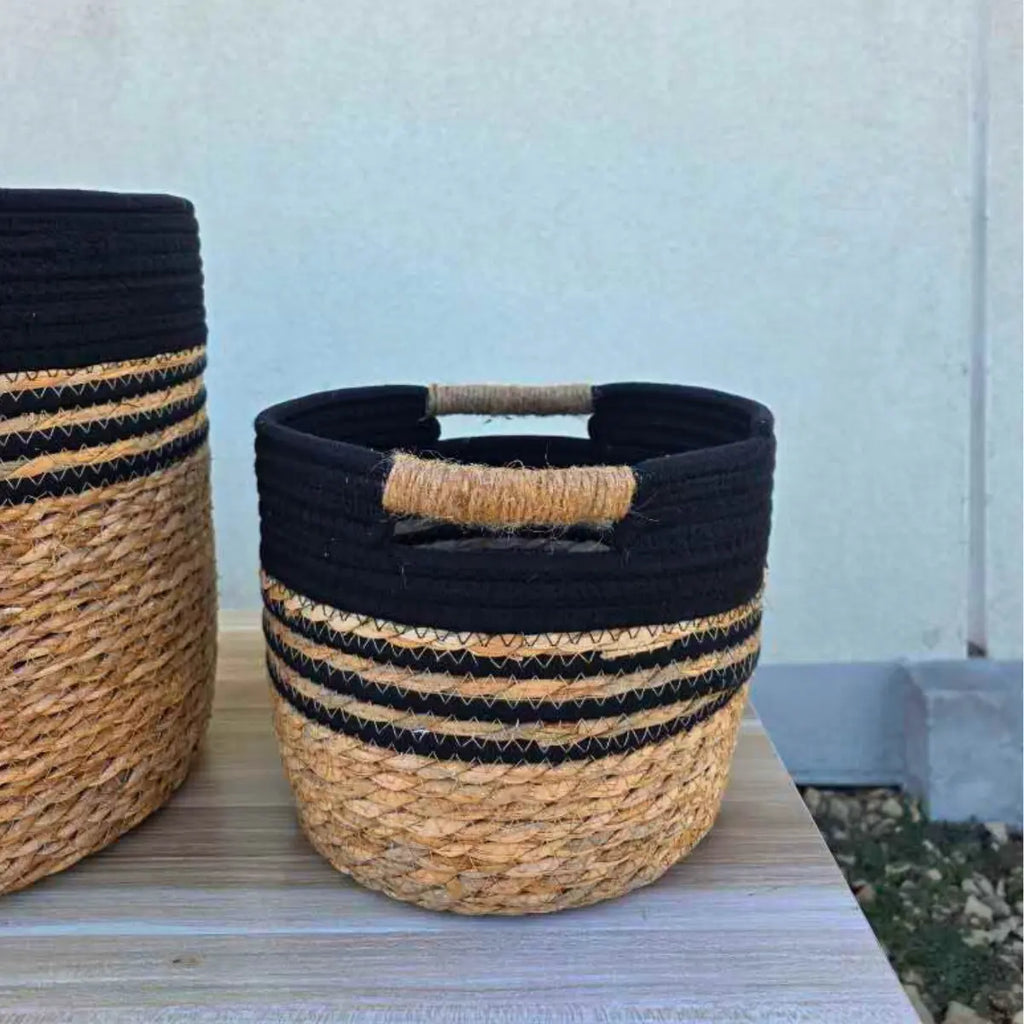 3 Set Canasto Cesta Yute Macetero Decorativo Planta Merlin