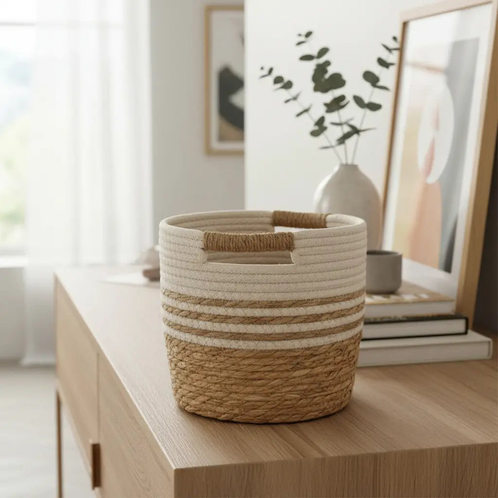 3 Set Canasto Cesta Yute Macetero Decorativo Planta Merlin