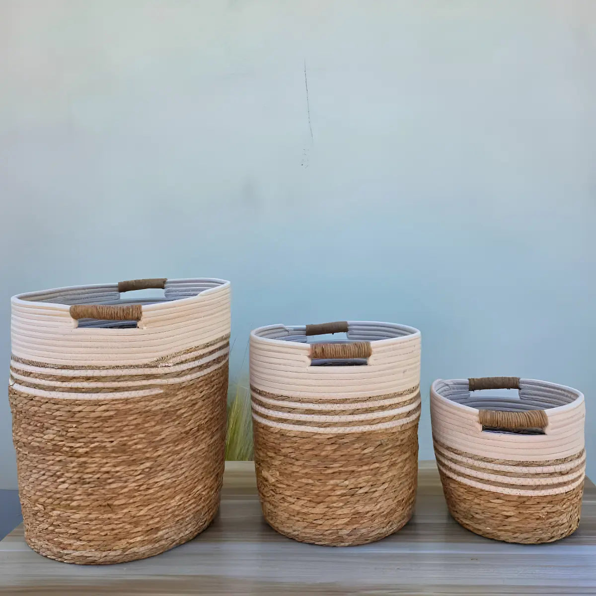 3 Set Canasto Cesta Yute Macetero Decorativo Planta Merlin