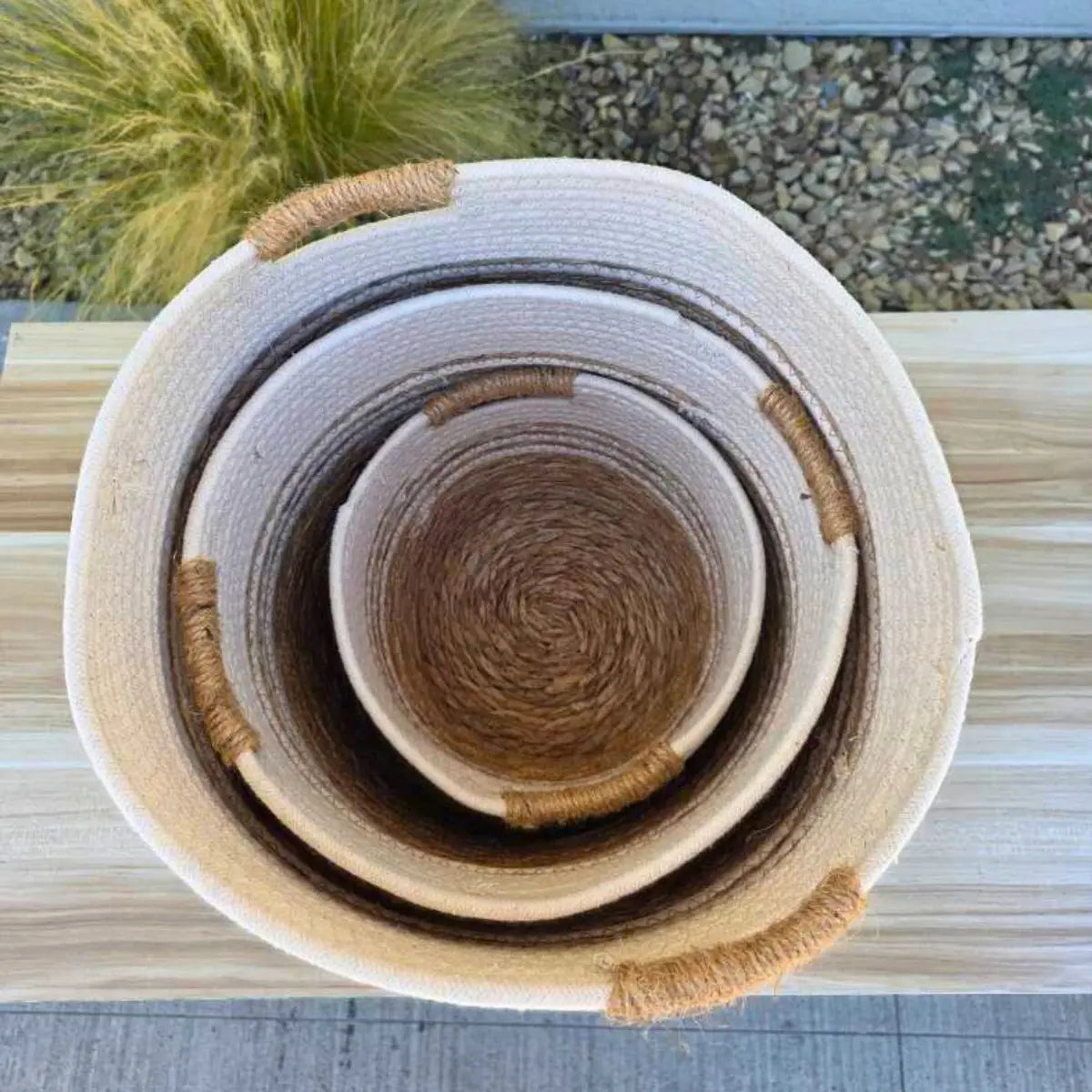 3 Set Canasto Cesta Yute Macetero Decorativo Planta Merlin