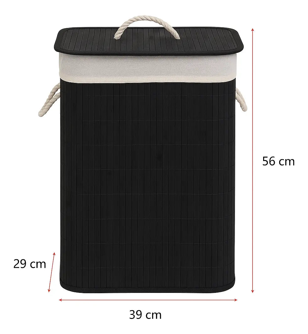 Canasto Cesto Ropa Sucia Pleglable Bambu Grande Negro