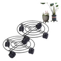 Pack 2 Soportes Porta Macetas Macetero Base Metal Con Ruedas