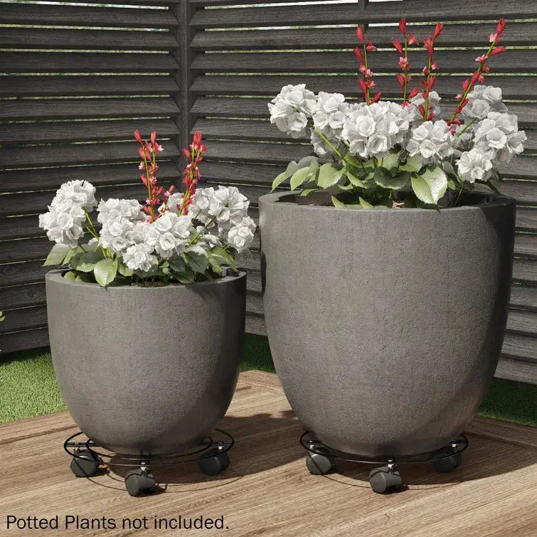 Pack 2 Soportes Porta Macetas Macetero Base Metal Con Ruedas