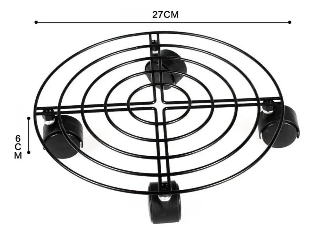 Pack 2 Soportes Porta Macetas Macetero Base Metal Con Ruedas