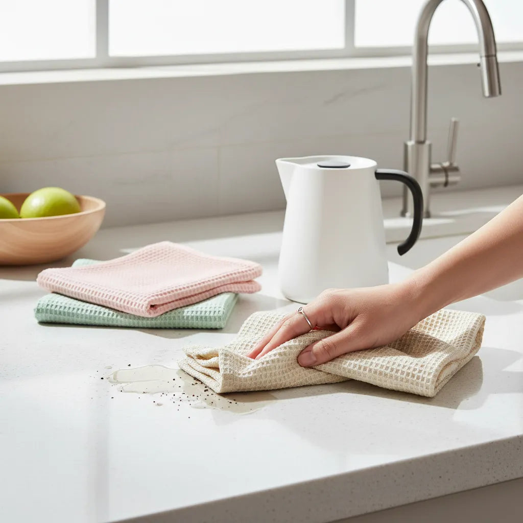 Pack 3 Paño De Cocina Algodon Estilo Waffle Cuadrado 34x34cm