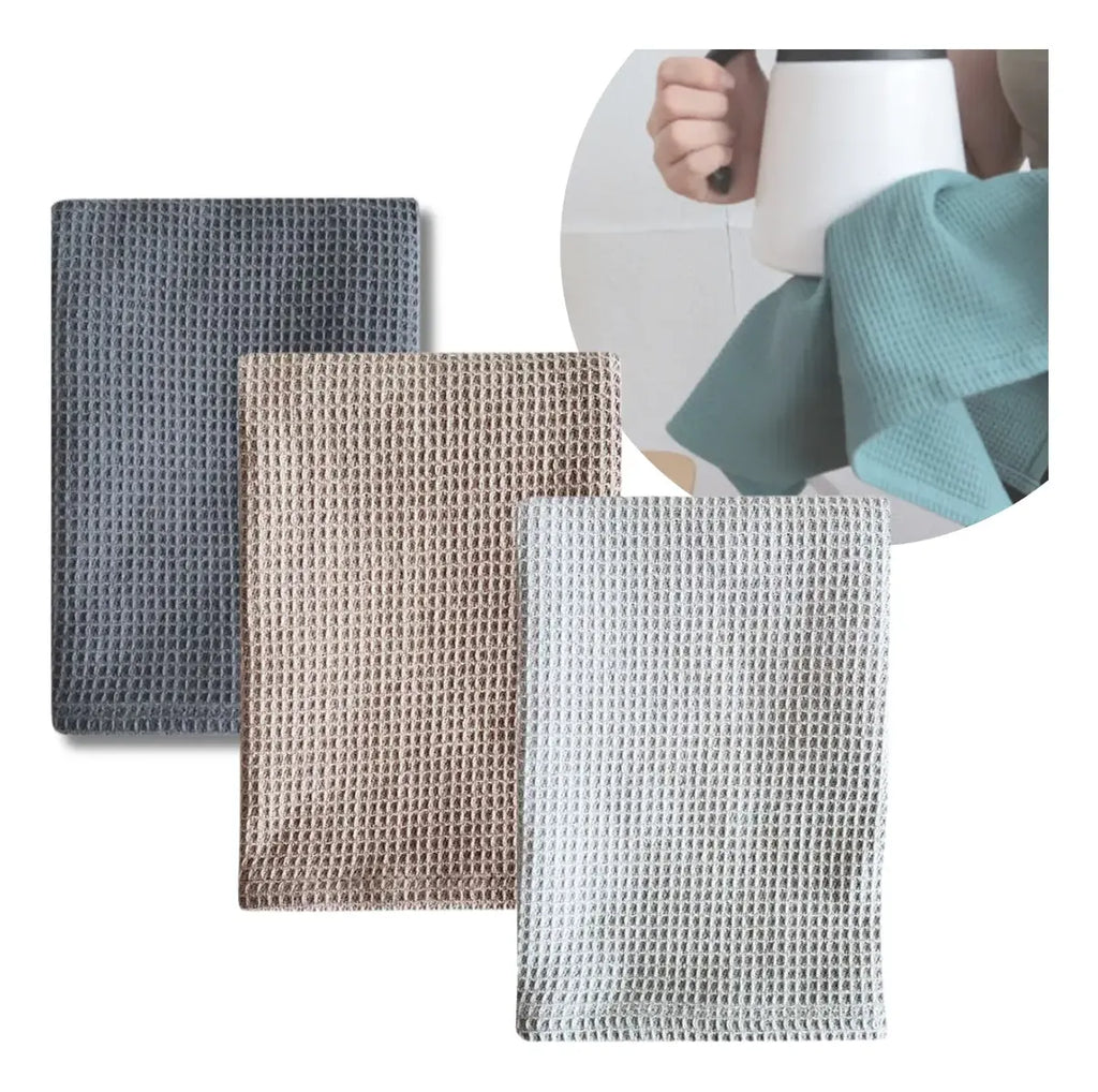 Pack 3 Paño De Cocina Algodon Estilo Waffle Cuadrado 34x34cm