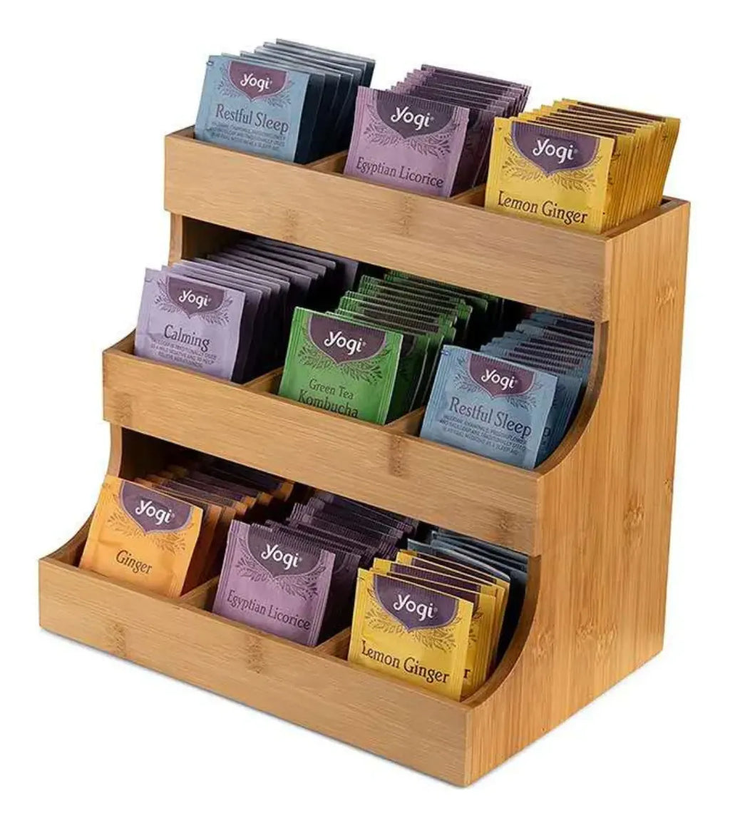Estante Organizadora Bolsas De Té Almacenamiento Madera