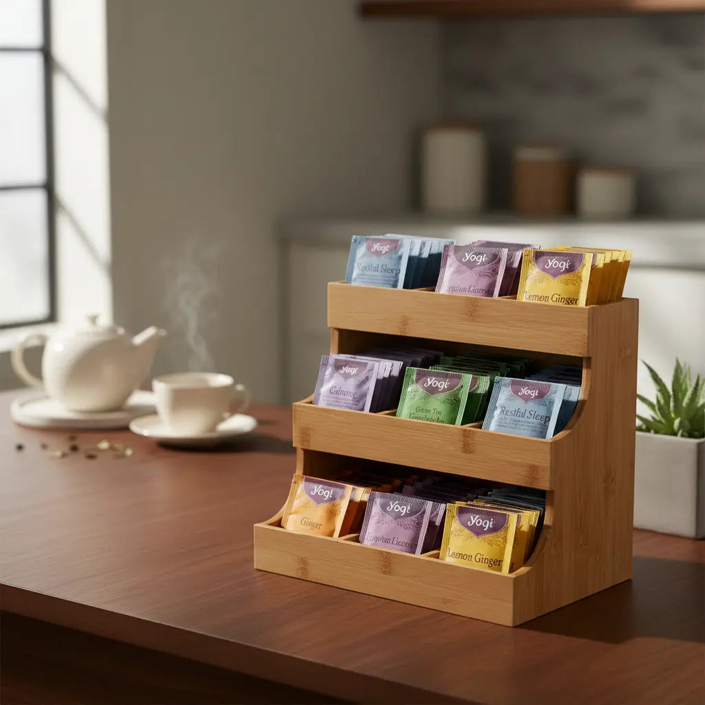 Estante Organizadora Bolsas De Té Almacenamiento Madera