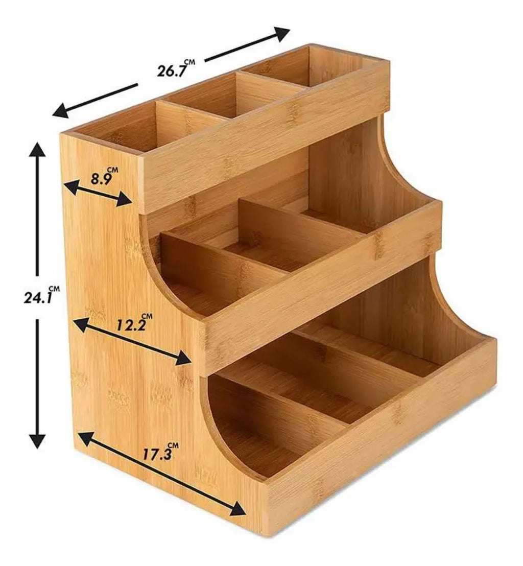 Estante Organizadora Bolsas De Té Almacenamiento Madera