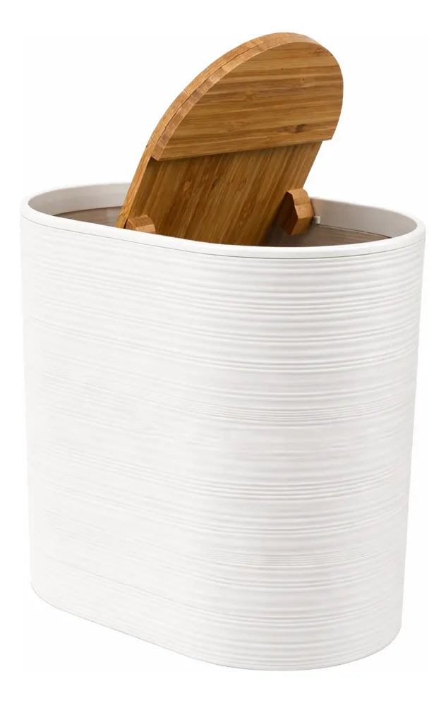 Set 6 Juego Accesorio Para Baño Bambu Decorativo Basurero