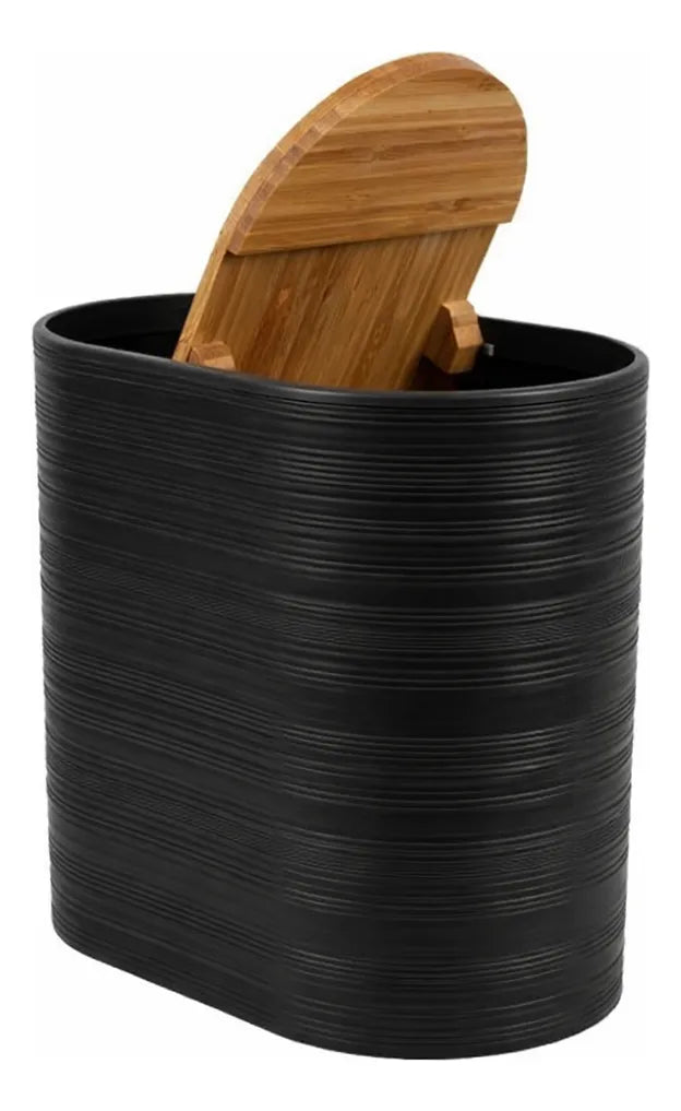 Set 6 Juego Accesorio Para Baño Bambu Decorativo Basurero