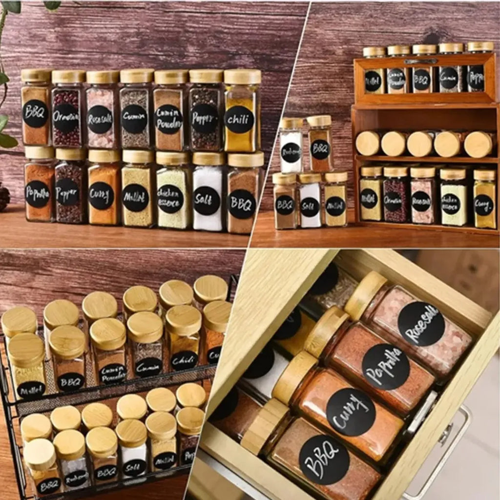 Set 12 Frascos De Vidrio 120ml Con Etiquetas Para Especias