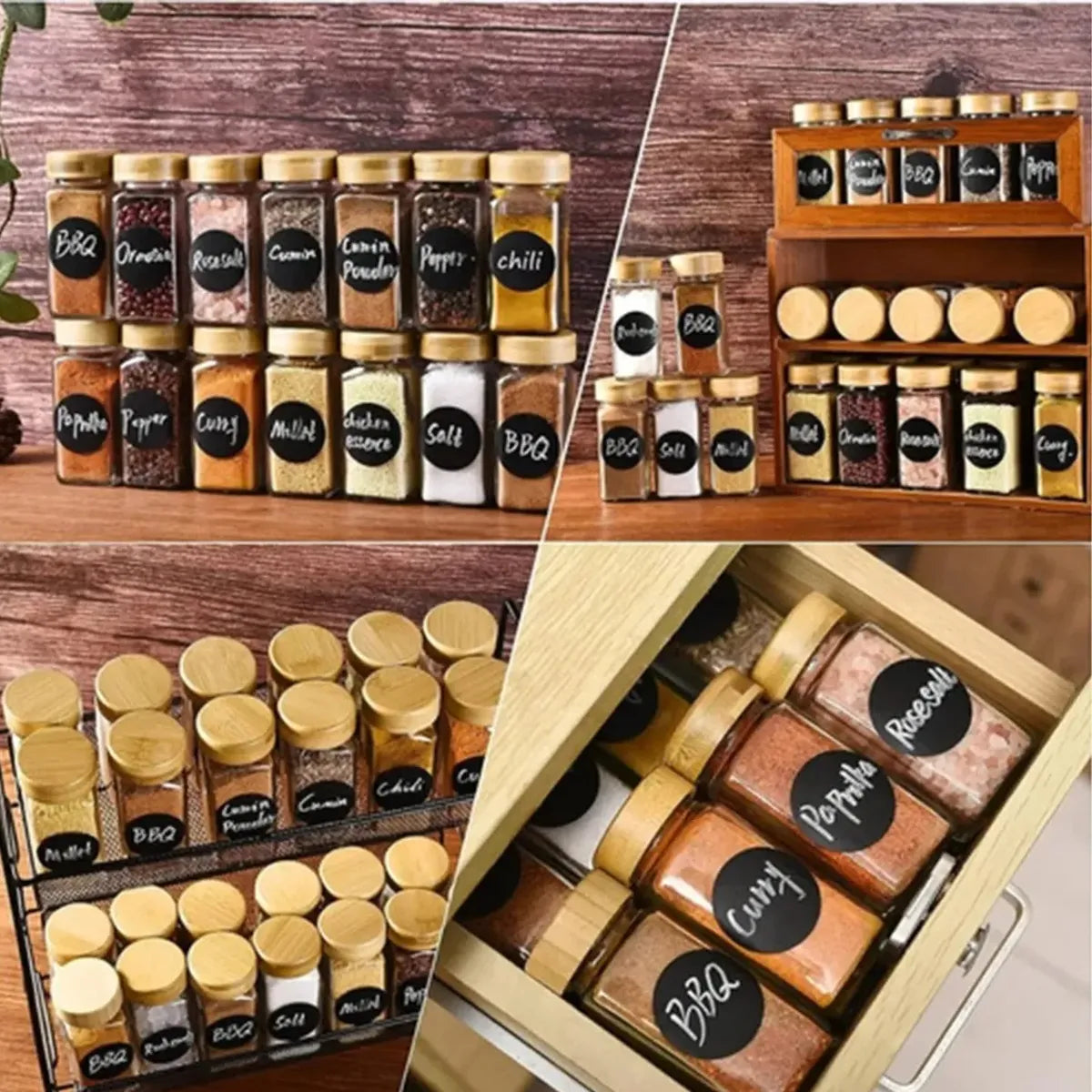 Set 12 Frascos De Vidrio 120ml Con Etiquetas Para Especias