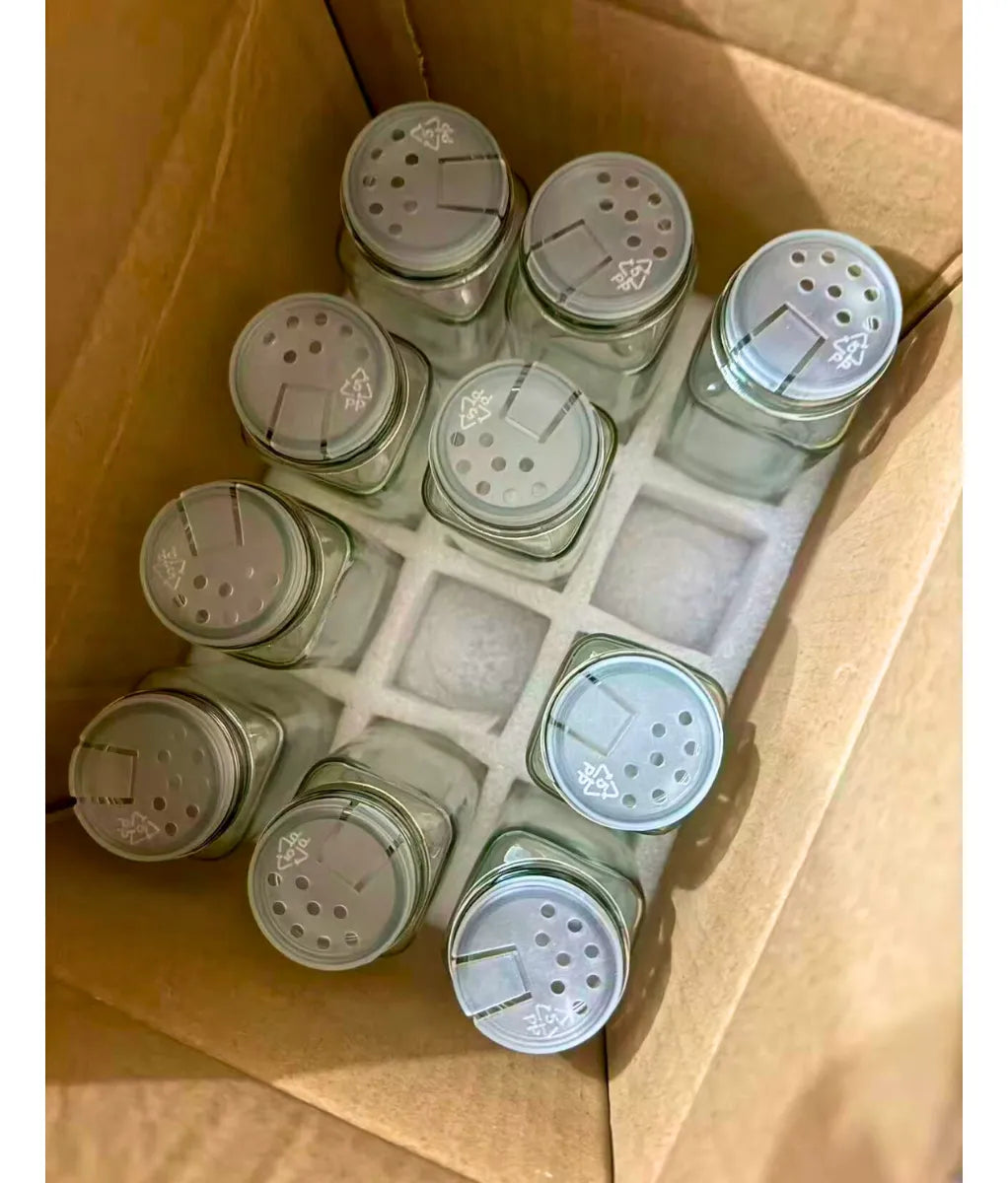 Set 12 Frascos De Vidrio 120ml Con Etiquetas Para Especias
