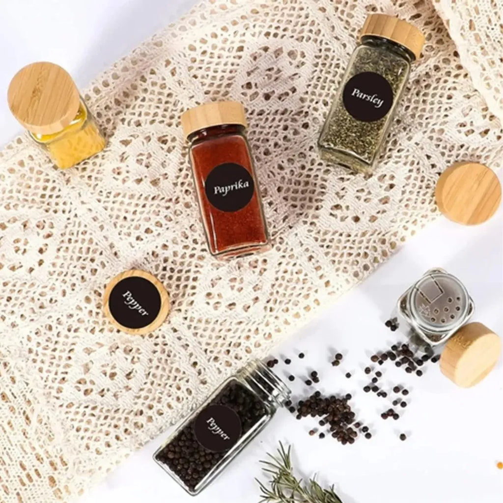 Set 12 Frascos De Vidrio 120ml Con Etiquetas Para Especias