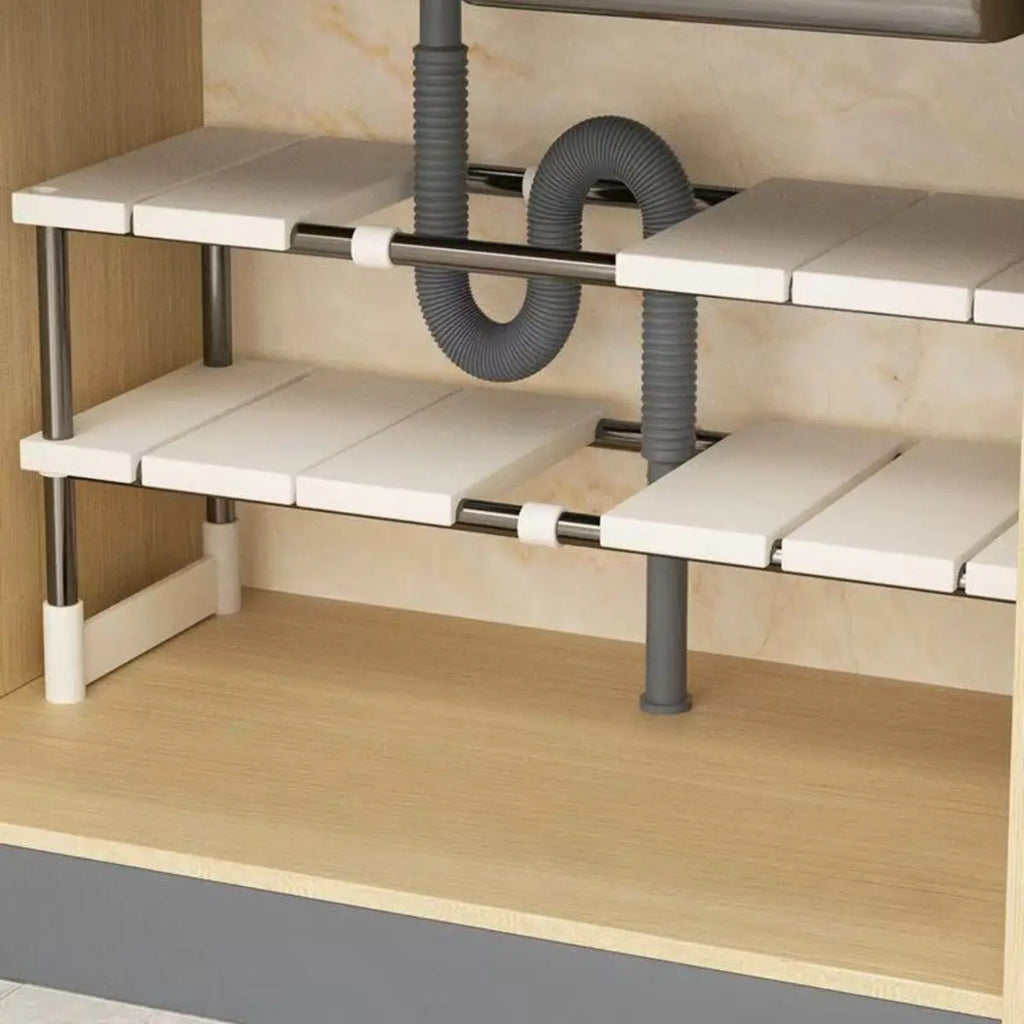 Estante 2 Nivel Gabinete Adaptable Cocina Baño Organizador