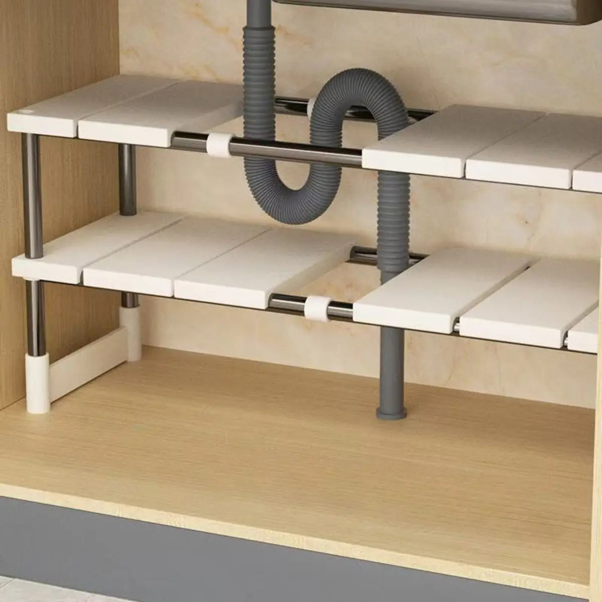 Estante 2 Nivel Gabinete Adaptable Cocina Baño Organizador