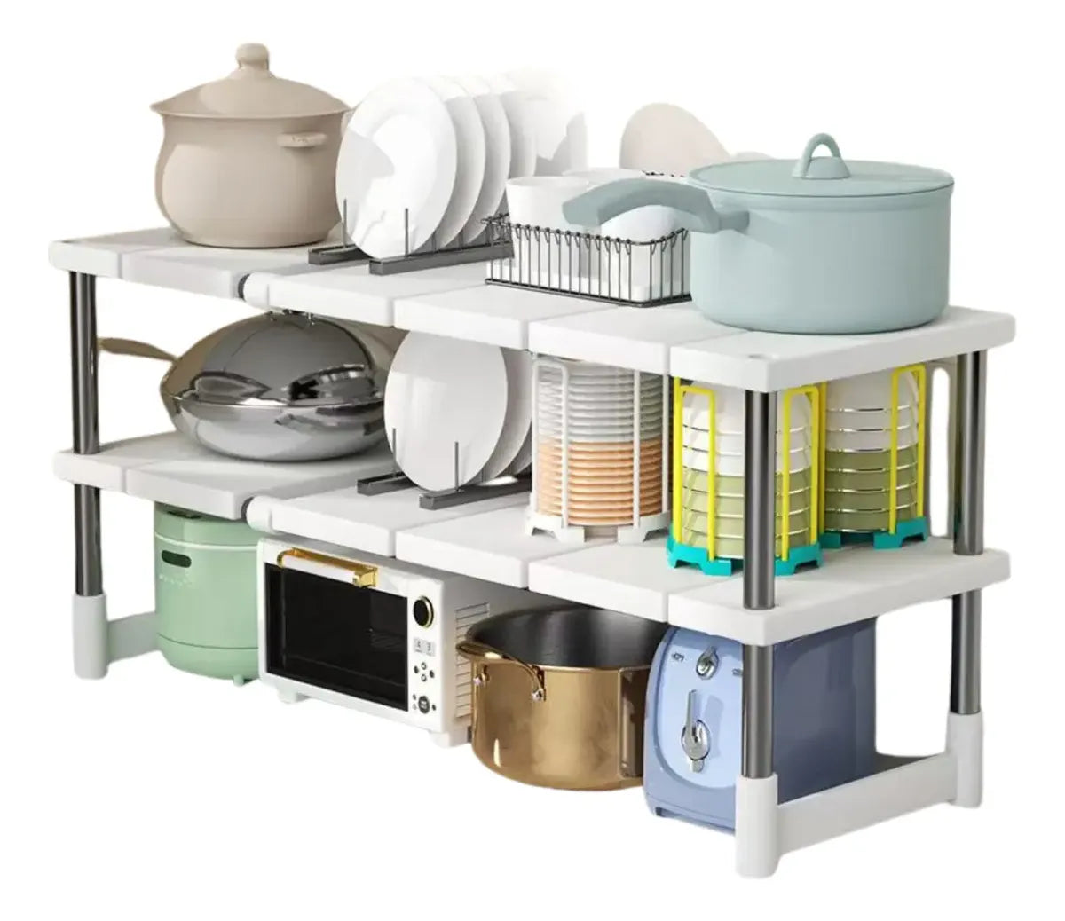 Estante 2 Nivel Gabinete Adaptable Cocina Baño Organizador