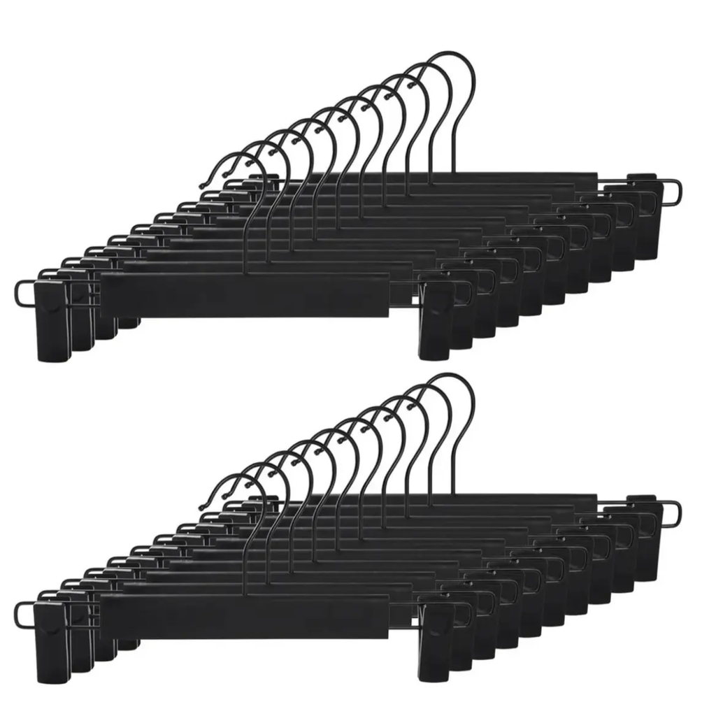 20 Percha Gancho Colgador Pantalone Falda Plástico Con Pinza