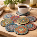 Set 8 Posavasos Madera Deseño Mandala Antideslizante