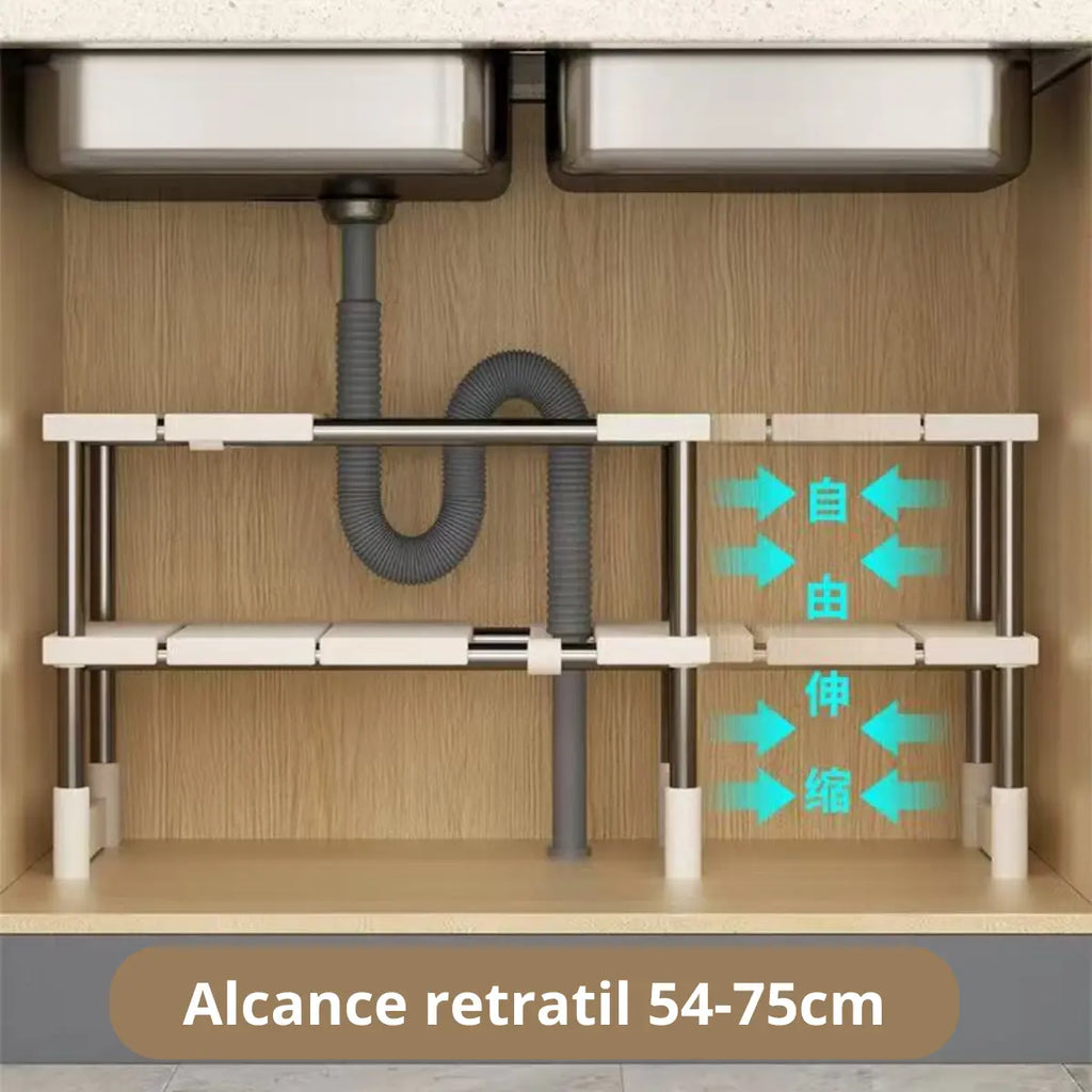 Estante 2 Nivel Gabinete Adaptable Cocina Baño Organizador